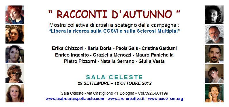 Invito mostra collettiva "Racconti d'Autunno" artisti per la CCSVI-SM